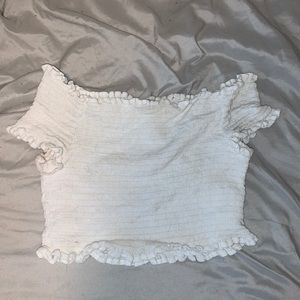 White Ruched Crop Top